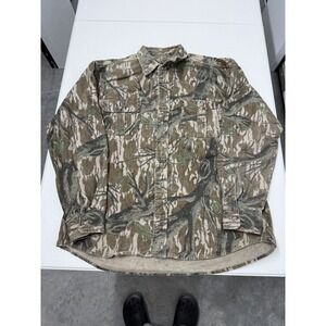 Mossy Oak Camo Flannel Shirt Long Sleeve Button Up Men's Size Large